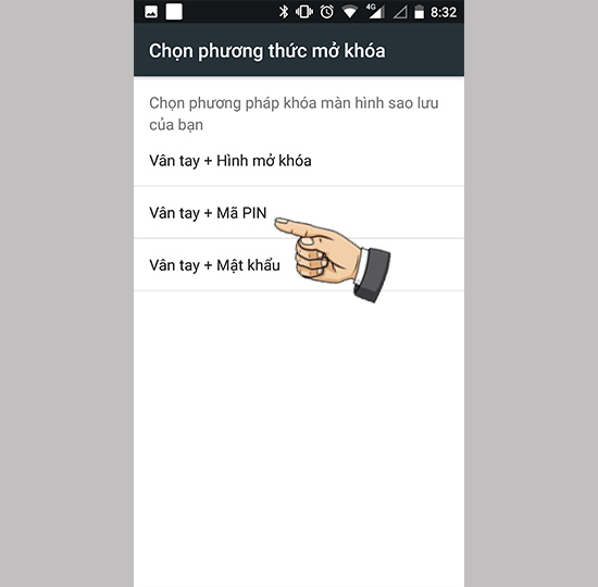 Chọn phương thức mở khóa
